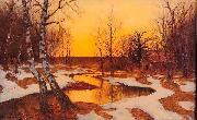 Edward Rosenberg Solnedgang i vinterlandskap oil painting picture wholesale